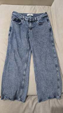 Hollister Jeans Womens 6S Long Super Baggy Extra Wide Leg Low Rise Blue Wash